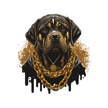 ROTTWEILER DOG WITH GOLD CHAIN