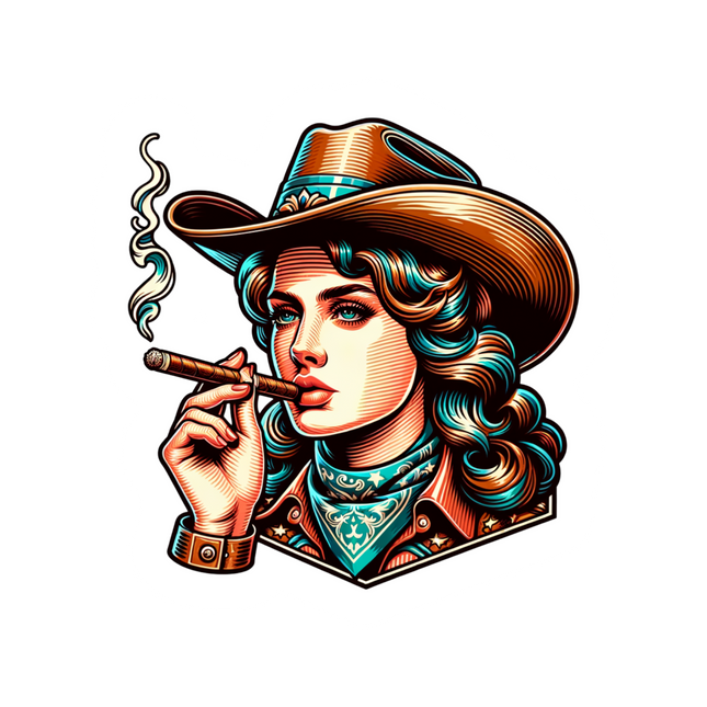 COW GIRL WITH CIGAR