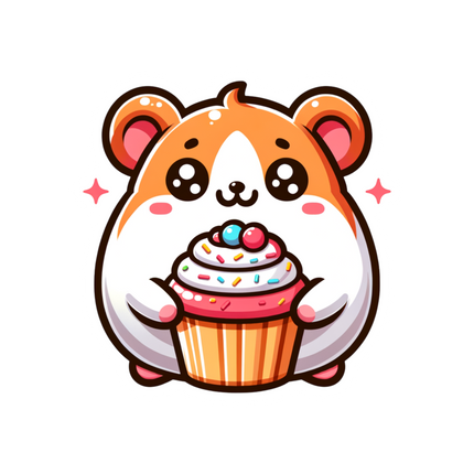 GUINEA PIG WITH CUPCAKE