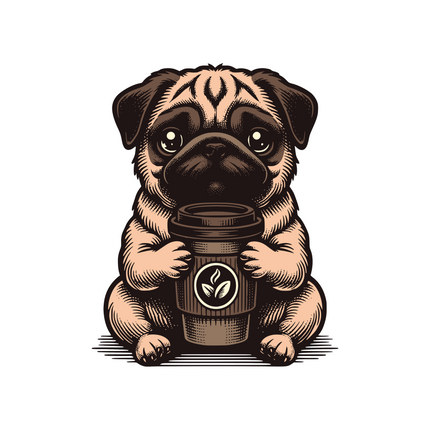 PUG WITH COFFEE