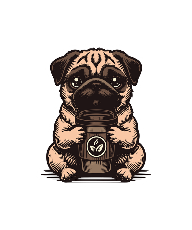 PUG WITH COFFEE