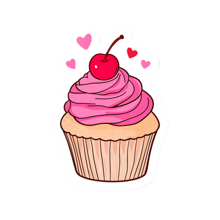 Pink Birthday Cupcake Sticker