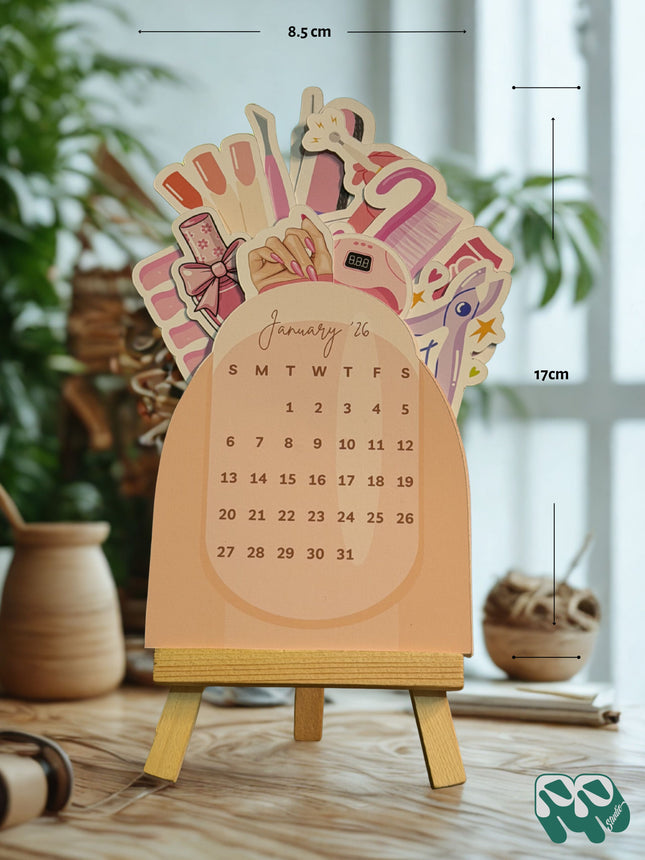 Nail Artist Equipment Die-Cut Desk Calendar